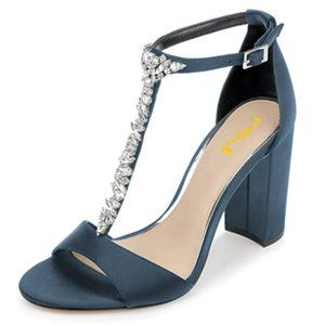 FSJ Wedding T Strap Open Toe Sandals Rhinestones